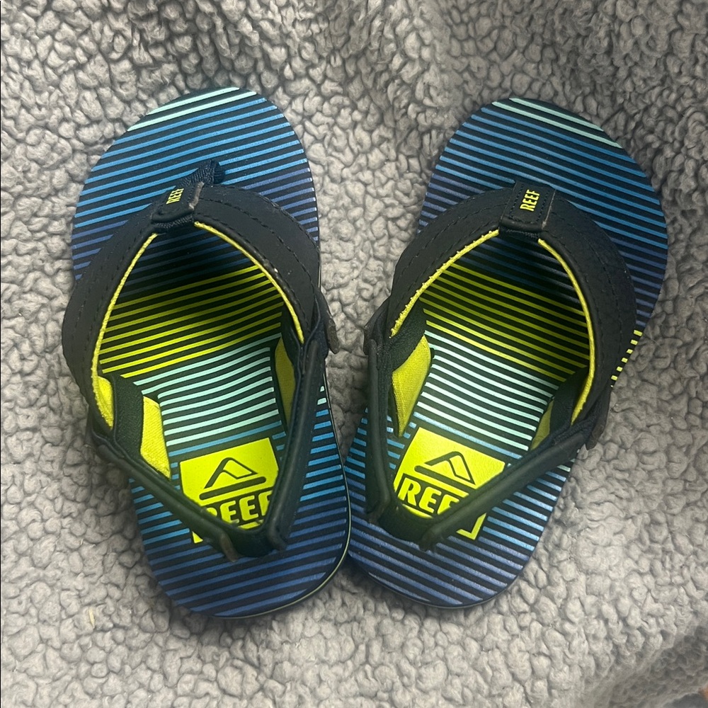 Reef Kids Toddler Boys Sandal Flip Flop Size 5 Little Uni Aqua Green Stripe